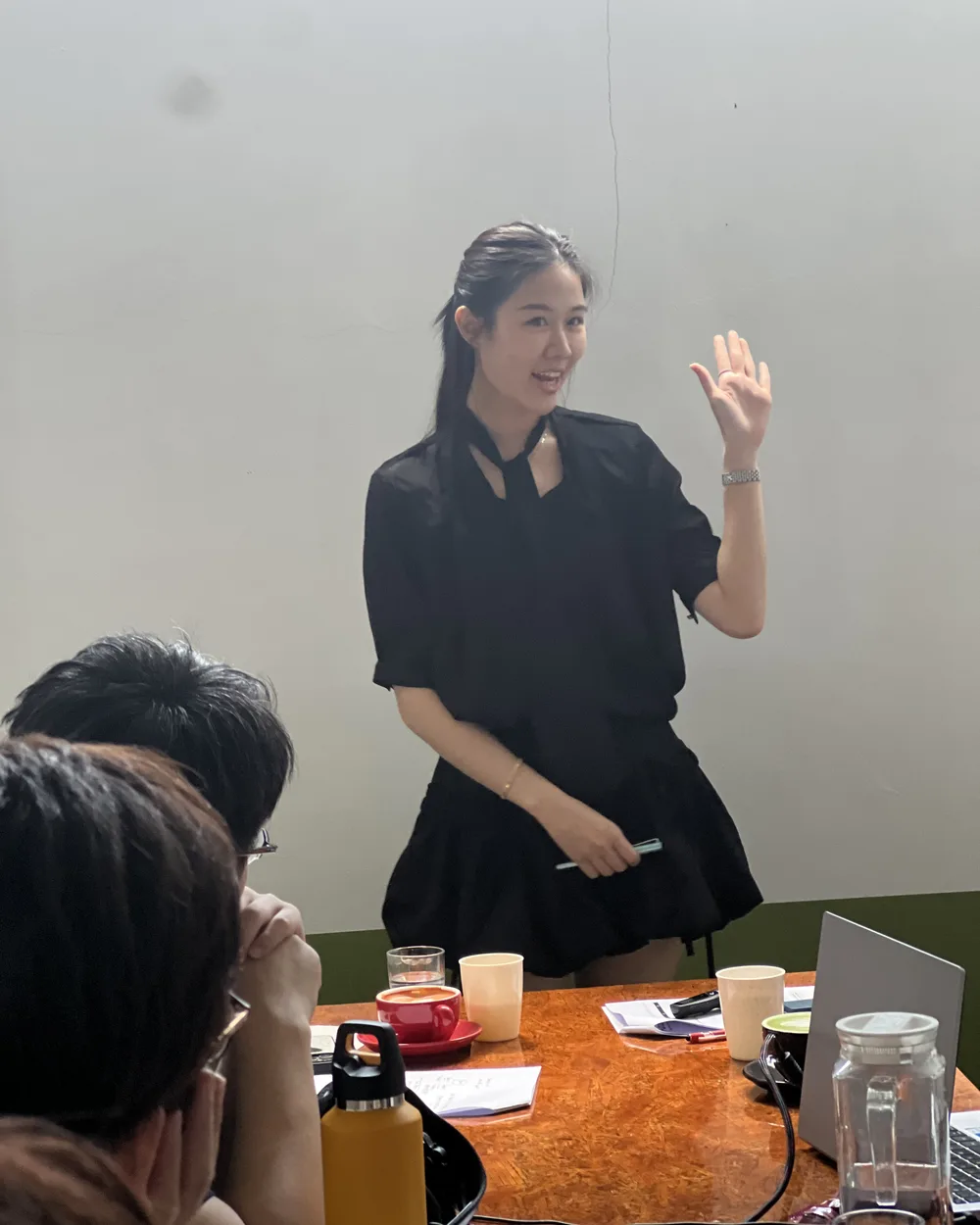 Carrine, a content creator, engaging the room